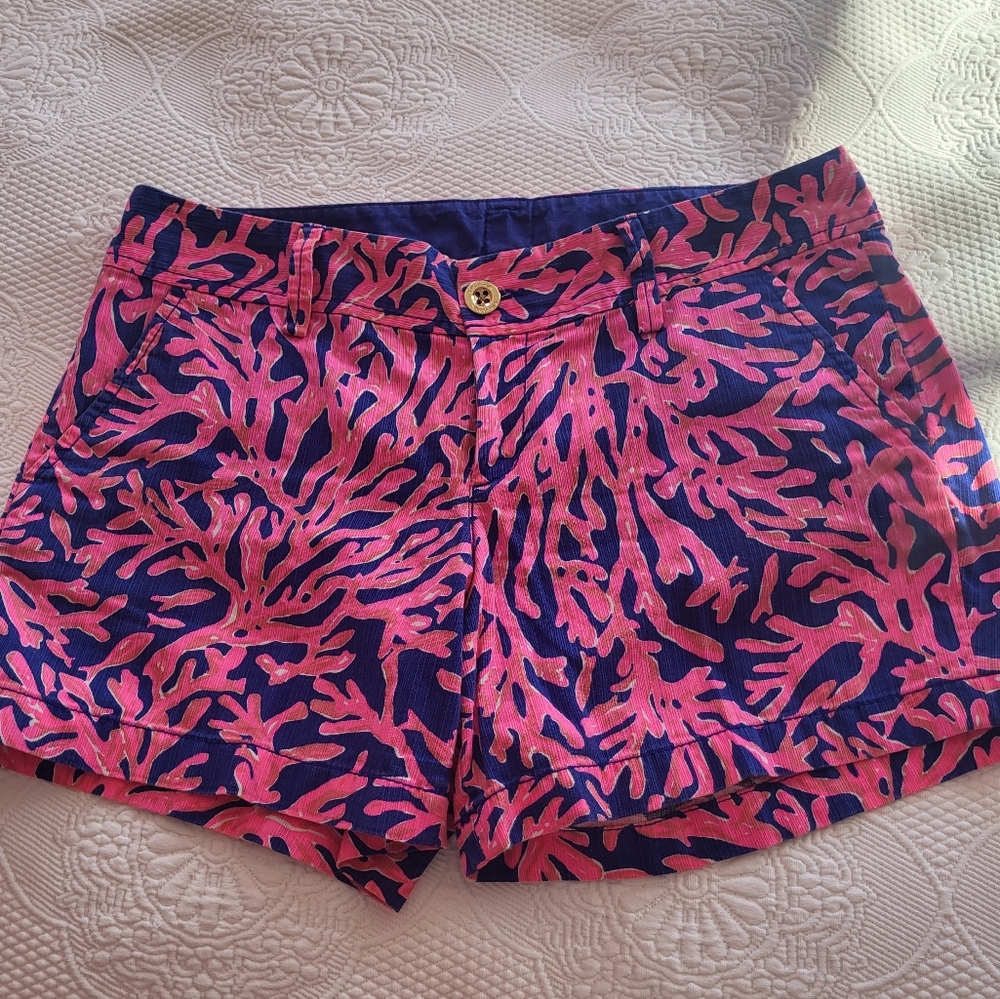 Lilly Pulitzer Pink and Blue Coral Print Shorts